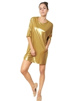 GIANLUCA CAPANNOLO - LAMINIERTES KLEID AUS VISKOSEJERSEY - GOLD