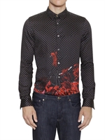PAUL SMITH - COTTON POPLIN PRINTED SHIRT - RED/WHITE/BLACK