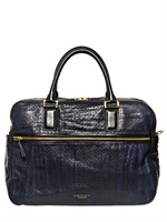 PAUL SMITH - PERFORATED WASHED LEATHER LAPTOP BAG - NAVY