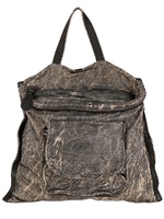 GIORGIO BRATO - SCRATCHED WASHED LEATHER SHOULDER BAG - BLACK