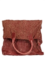 GIORGIO BRATO - SCRATCHED WASHED LEATHER SHOULDER BAG - RED