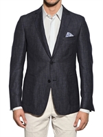 ZZEGNA - DENIM EFFECT WOOL LINEN JACKET - BLUE MELANGE