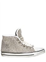 DIONISO - SNEAKER IN PELLE CON APPLICAZIONE DI SWAROVSKI - BIANCO