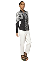 ETRO - STRETCH PRINTED COTTON POPLIN SHIRT - BLACK/WHITE