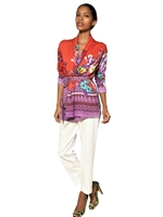 ETRO - PRINTED STRETCH SILK KNIT CARDIGAN - MULTI