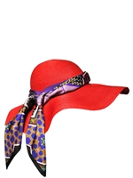 ETRO - CAPPELLO IN PAGLIA CON FASCIA IN TWILL DI SETA - ROSSO