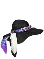ETRO - CAPPELLO IN PAGLIA CON FASCIA IN TWILL DI SETA - NERO