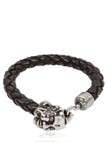 MANUEL BOZZI - BRACCIALE IN CUOIO TRECCIA GRANDE CON BUDDHA - NERO