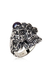 MANUEL BOZZI - ANELLO IN ARGENTO CON SACRA MUERTE E PERLA GRIGIA - SILVER GREY