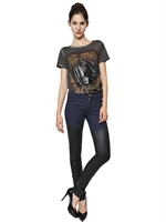 FAITH CONNEXION - KISS STUDDED COTTON JERSEY T-SHIRT - BLACK