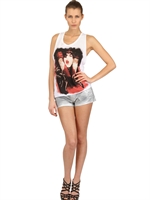 FAITH CONNEXION - BEDRUCKTES TANK TOP AUS BAUMWOLLJERSEY MIT NIETEN - WEIß