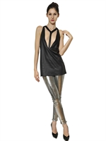 FAITH CONNEXION - TOP AUS TECHNOSATIN MIT AUSSCHNITTEN - SCHWARZ