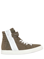 PIERRE HARDY - SNEAKERS ALTE IN NEOPRENE E NAPPA - KHAKI