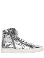 PIERRE HARDY - SNEAKERS ALTE IN PELLE METALLIZZATA - ARGENTO