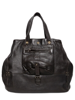 JEROME DREYFUSS - LARGE BILLY TEXTURED LEATHER BAG - CHOCOLATE