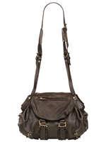 JEROME DREYFUSS - TWEE TEXTURED LEATHER SHOULDER BAG - CHOCOLATE