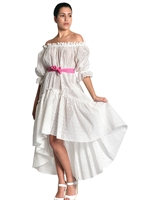 LUISA BECCARIA - KLEID MIT BORDÜRE AUS SPITZE - WEIß