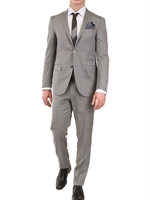 CORNELIANI - ABITO IN LANA E SETA - GRIGIO CHIARO