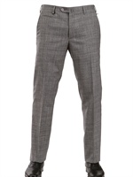 CORNELIANI - WOOL MICRO PATTERN TROUSERS - GREY