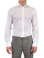 CORNELIANI - PIQUE BAUMWOLL JERSEY HEMD - WEIß
