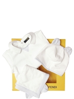 FENDI - BABY BOY ROMPER, HAT & BLANKET GIFT SET - WHITE