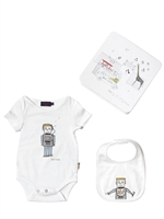 PAUL SMITH JUNIOR - BODYSUIT AND BIB GIFT SET - WHITE