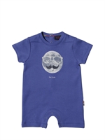 PAUL SMITH JUNIOR - FLUORESCENT COTTON JERSEY PRINTED ROMPER - BLUETTE