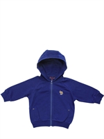 PAUL SMITH JUNIOR - COTTON JERSEY HOODED ZIP UP SWEATSHIRT - BLUETTE