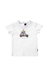 PAUL SMITH JUNIOR - COTTON JERSEY CAR T-SHIRT - WHITE