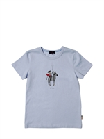 PAUL SMITH JUNIOR - PRINTED COTTON JERSEY T-SHIRT - LIGHT BLUE