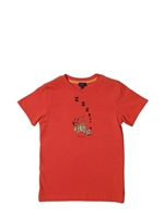 PAUL SMITH JUNIOR - PRINTED COTTON JERSEY T-SHIRT - ORANGE