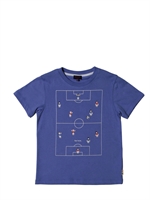 PAUL SMITH JUNIOR - COTTON JERSEY FOOTBALL PITCH T-SHIRT - BLUETTE