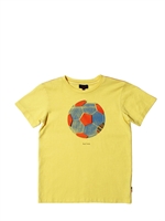 PAUL SMITH JUNIOR - COTTON JERSEY FOOTBALL T-SHIRT - YELLOW