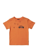PAUL SMITH JUNIOR - COTTON JERSEY PRINTED T-SHIRT - ORANGE