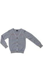 PAUL SMITH JUNIOR - STRIPED COTTON JERSEY CARDIGAN - LIGHT BLUE