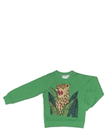 MINI RODINI - ORGANIC COTTON PRINTED JAGUAR SWEATSHIRT - GREEN