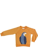 MINI RODINI - ORGANIC COTTON PRINTED PARROT SWEATSHIRT - ORANGE