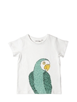 MINI RODINI - ORGANIC COTTON PRINTED PARROT T-SHIRT - WHITE