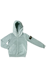 STONE ISLAND - COTTON JERSEY  HOODED ZIP UP SWEATSHIRT - SKY BLUE