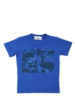 STONE ISLAND - COTTON JERSEY CAMOUFLAGE T-SHIRT - BLUETTE