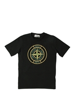 STONE ISLAND - COTTON JERSEY LOGO T-SHIRT - BLUE