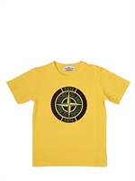 STONE ISLAND - COTTON JERSEY LOGO T-SHIRT - YELLOW