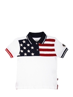 NORTH SAILS - US FLAG COTTON PIQUET POLO SHIRT - WHITE