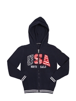 NORTH SAILS - HOODED KNIT ZIP UP CARDIGAN - BLUE