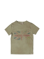 MYTHS - UK FLAG PRINTED JERSEY T-SHIRT - LIGHT BROWN