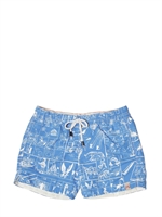 MYTHS - PRINTED NYLON SWIM SHORTS - TOURQUOISE