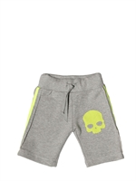 HYDROGEN - COTTON SKULL PRINT JERSEY SHORTS - GREY/YELLOW