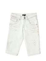 ROBERTO CAVALLI - 5 POCKET DESTROYED DENIM SHORTS - OFF WHITE