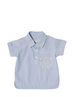 ROBERTO CAVALLI - RIPSTOP LOGO EMBROIDERY SHIRT - LIGHT BLUE