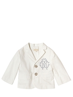 ROBERTO CAVALLI - STRETCH COTTON LOGO EMBROIDERY BLAZER - CREAM